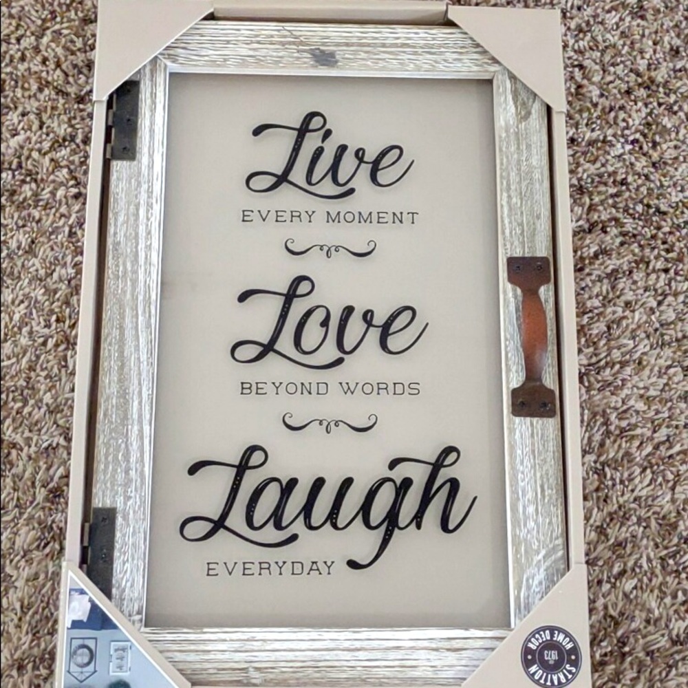 A gray white and tan home decor picture